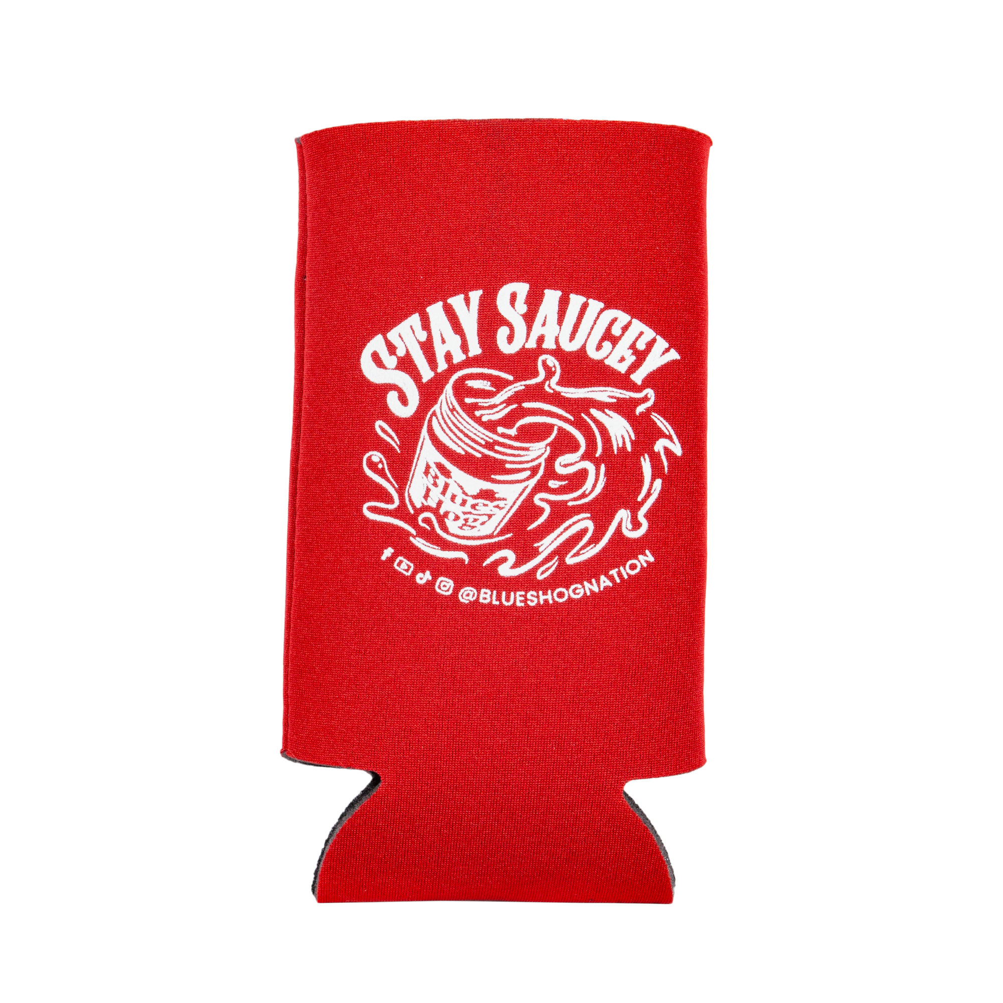 blues-hog-stay-saucey-slim-koozie-dosenk-hler-rot-isoliert image 1